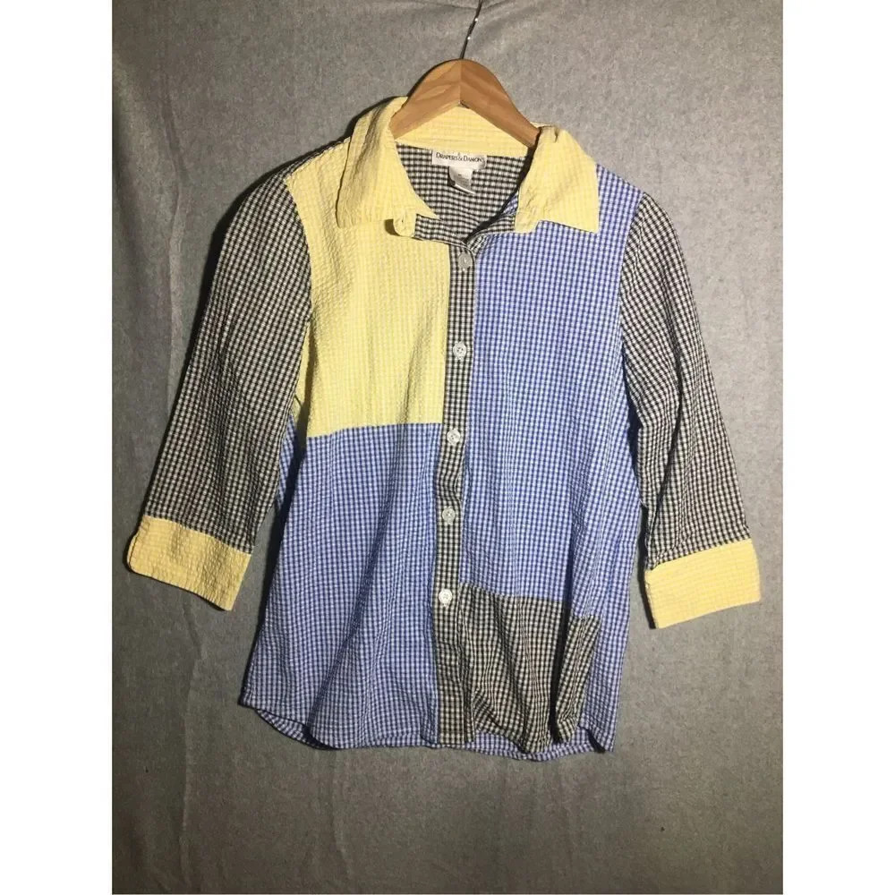 WomensāDrapers and Damons Shirt Button Up Multicolored Colorblock Vintage